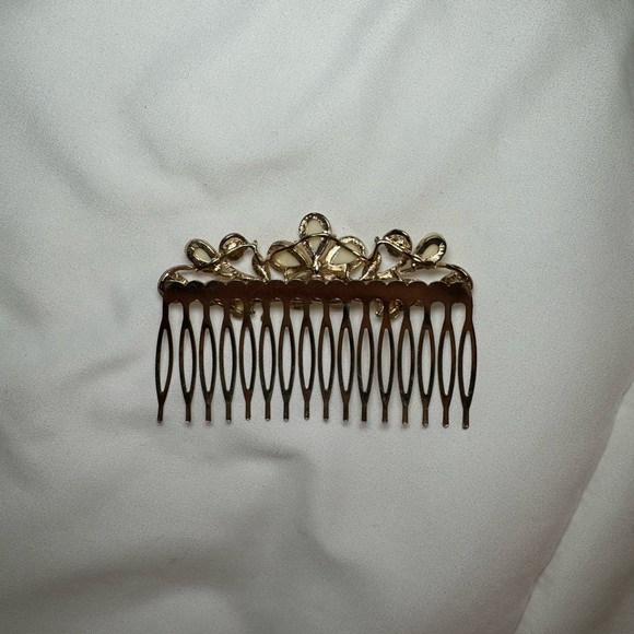 Vintage Gold French Hair Side Comb Clip With Teeth Flowers - Picture 6 of 8